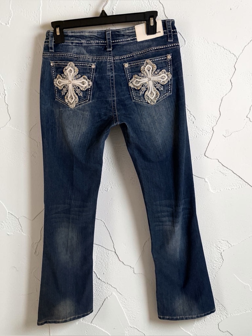 Grace in LA Cross Embroidered Boot Cut Jeans Size 28